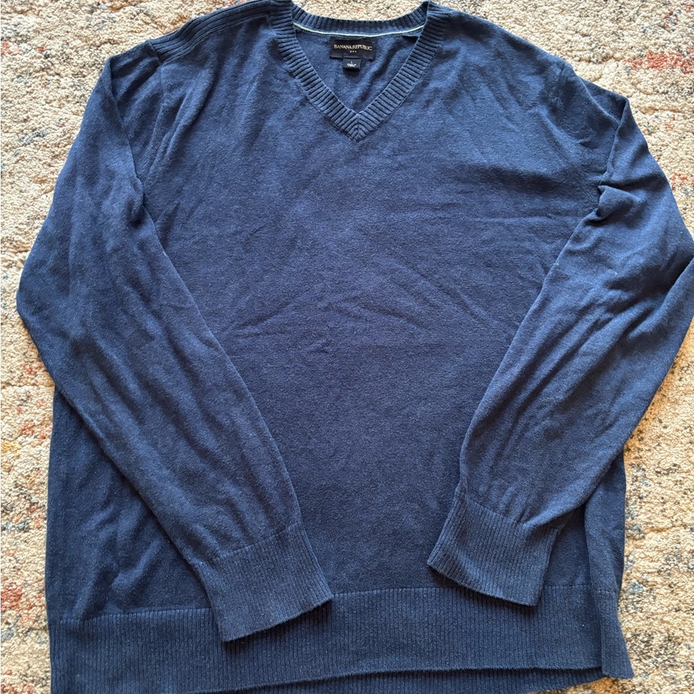 Banana Republic Deep Blue V-Neck Sweater